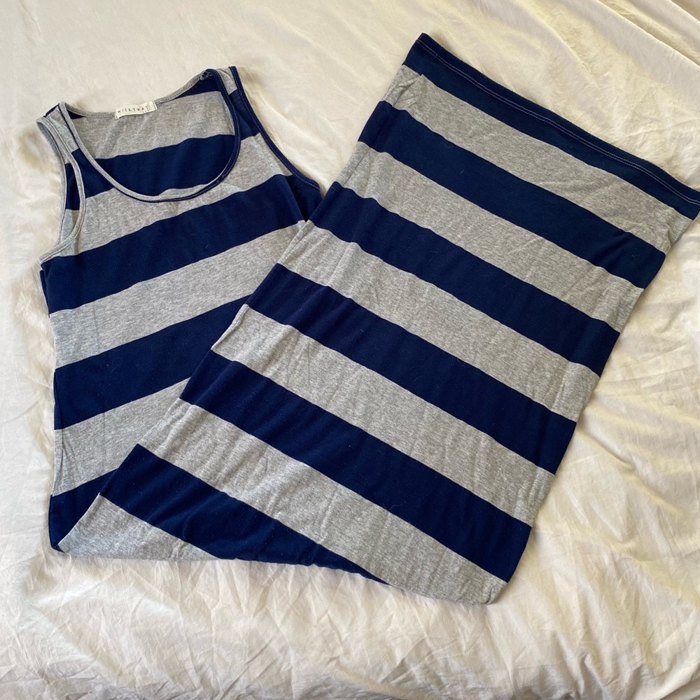 Chic Blue and Gray Sleeveless Maxi Dress - Picture 4 of 6